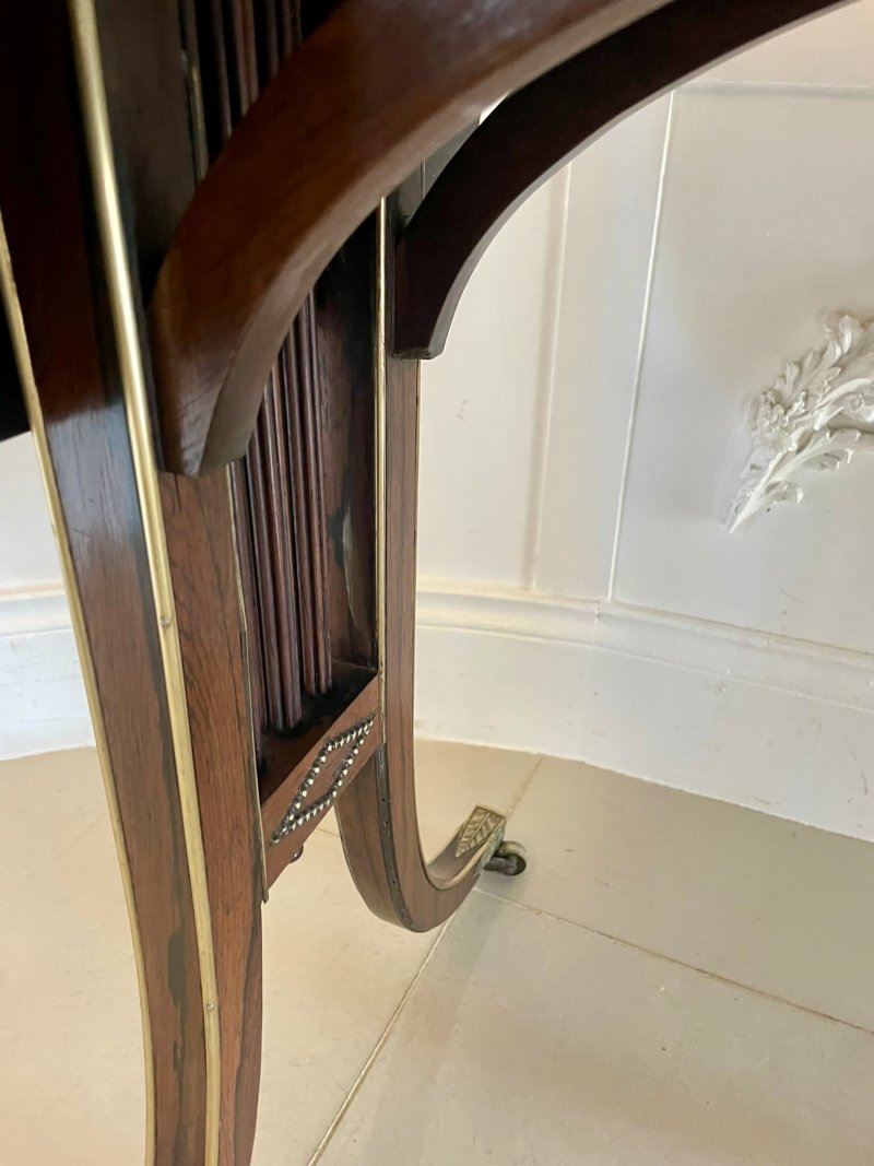 Fine Quality Small Antique Regency Brass Inlaid Rosewood Freestanding Sofa/Side Table - Image 6